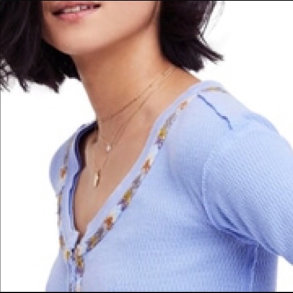 NWT ❋ Free People ❋ Light Blue Rainbow Thermal Top - Picture 6 of 7